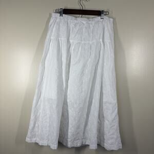 Women's Size L White Eyelet Midi Skirt Boho Cottagecore Summer Feminine Romanti